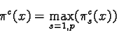 \begin{displaymath}\pi^c(x) = \max_{s=1,p} (\pi_s^c(x))\end{displaymath}